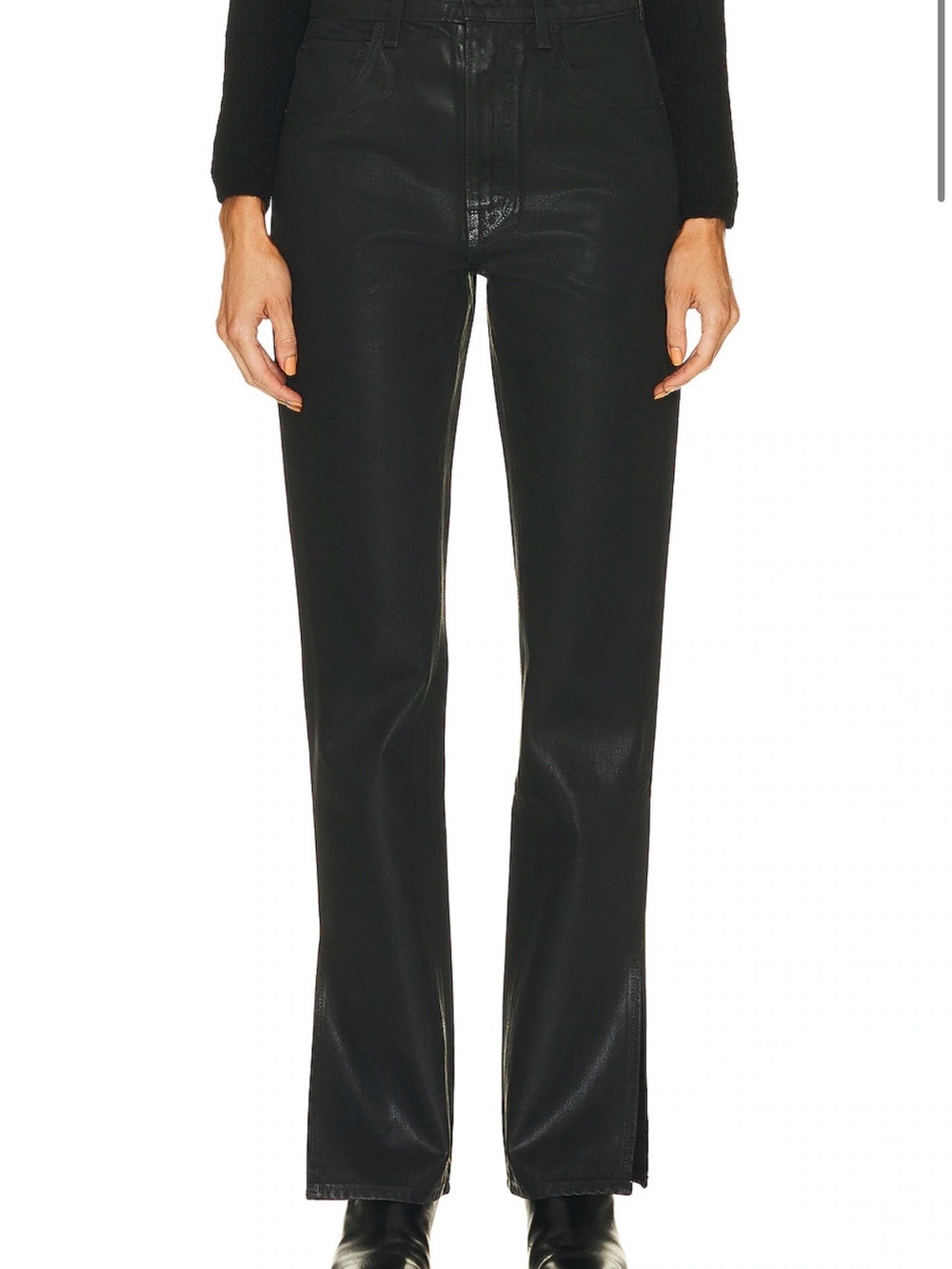 GRLFRND Black High-Rise Straight Leg Jeans